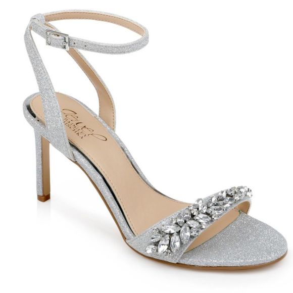 Jewel Badgley Mischka Shoes - Jewel Badgley Mischka Silver Glitter Wedding Ankle Strap Dallyce Size 6.5